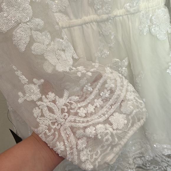 Celebrating Forever White Sequin Long Sleeve Romper - Picture 4 of 4